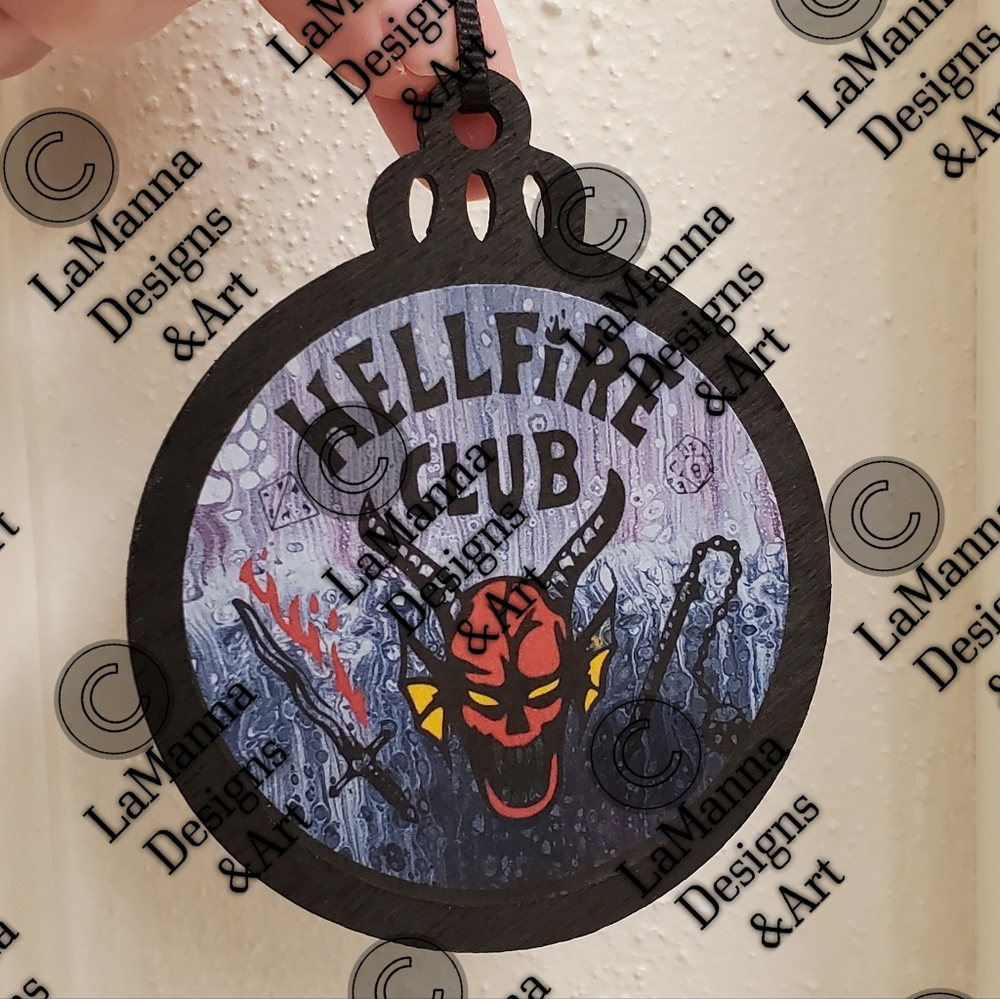 Hellfire Club handmade Flat wooden Christmas ornament